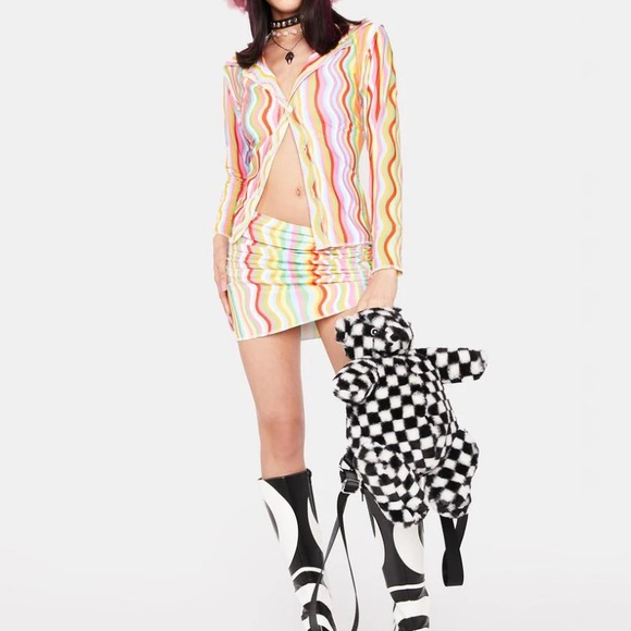 O MIGHTY Rainbow Squiggly Top and Skirt set - Picture 2 of 6